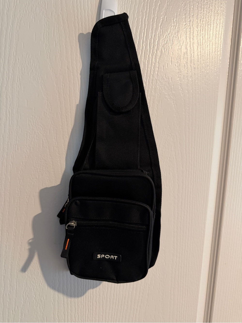 Black Compact Sling Bag with Front Zip Pockets